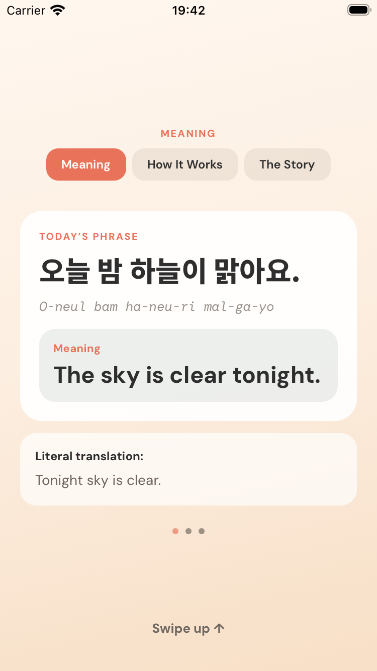 Meaning screen in the Weather Lingo app